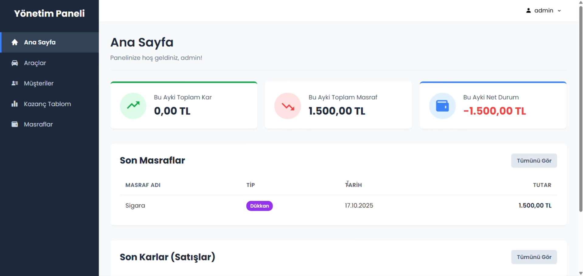 Galericiler için Araç Takip ve Satış Sistemi